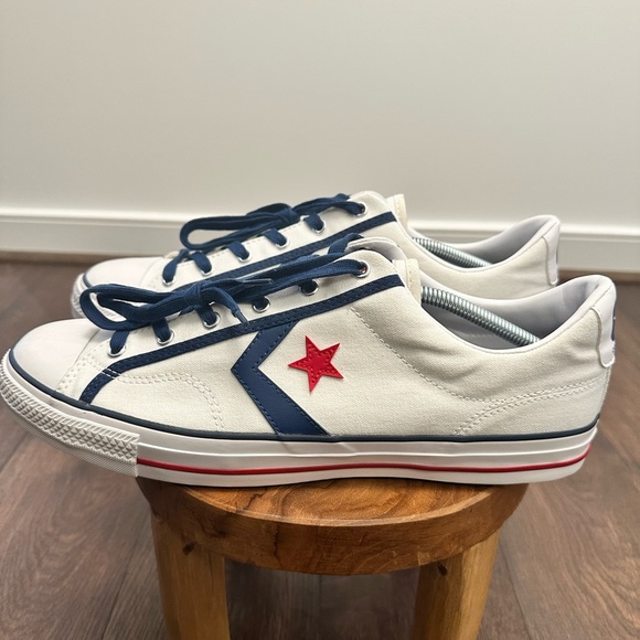 Converse All Star Player Ox White Parchment/Valor Blue Men's Sneakers Size 12